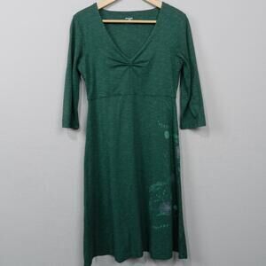 Toad‎ & Co Dark Green Fit and Flare Knee Length Dress Size S Knit Tencel Lyocell
